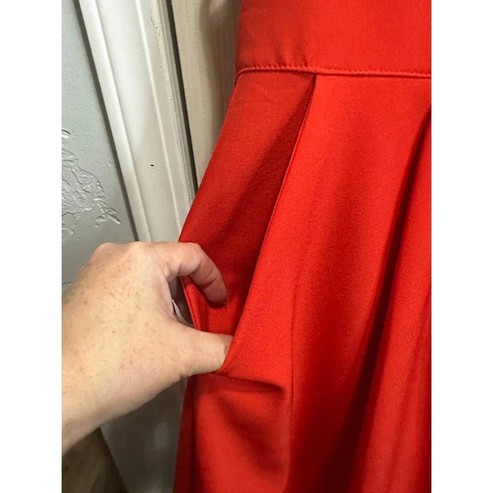 Buttons Red Dress Size L with Zip Back - Picture 3 of 7
